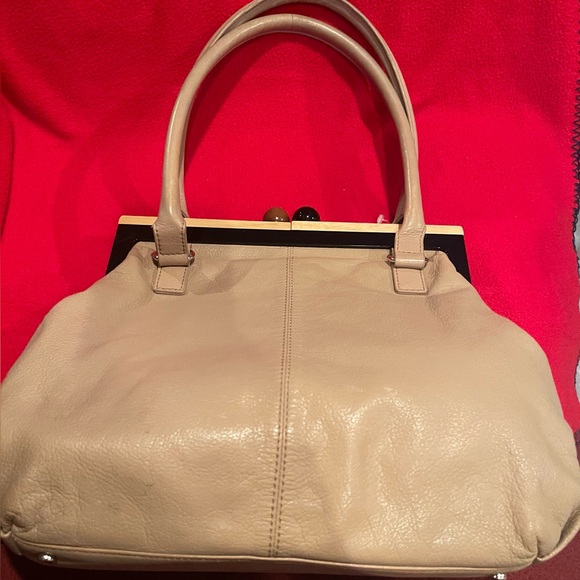 Kate Spade Rare Elegant Tan Leather Kiss-lock  Handbag - Picture 1 of 9